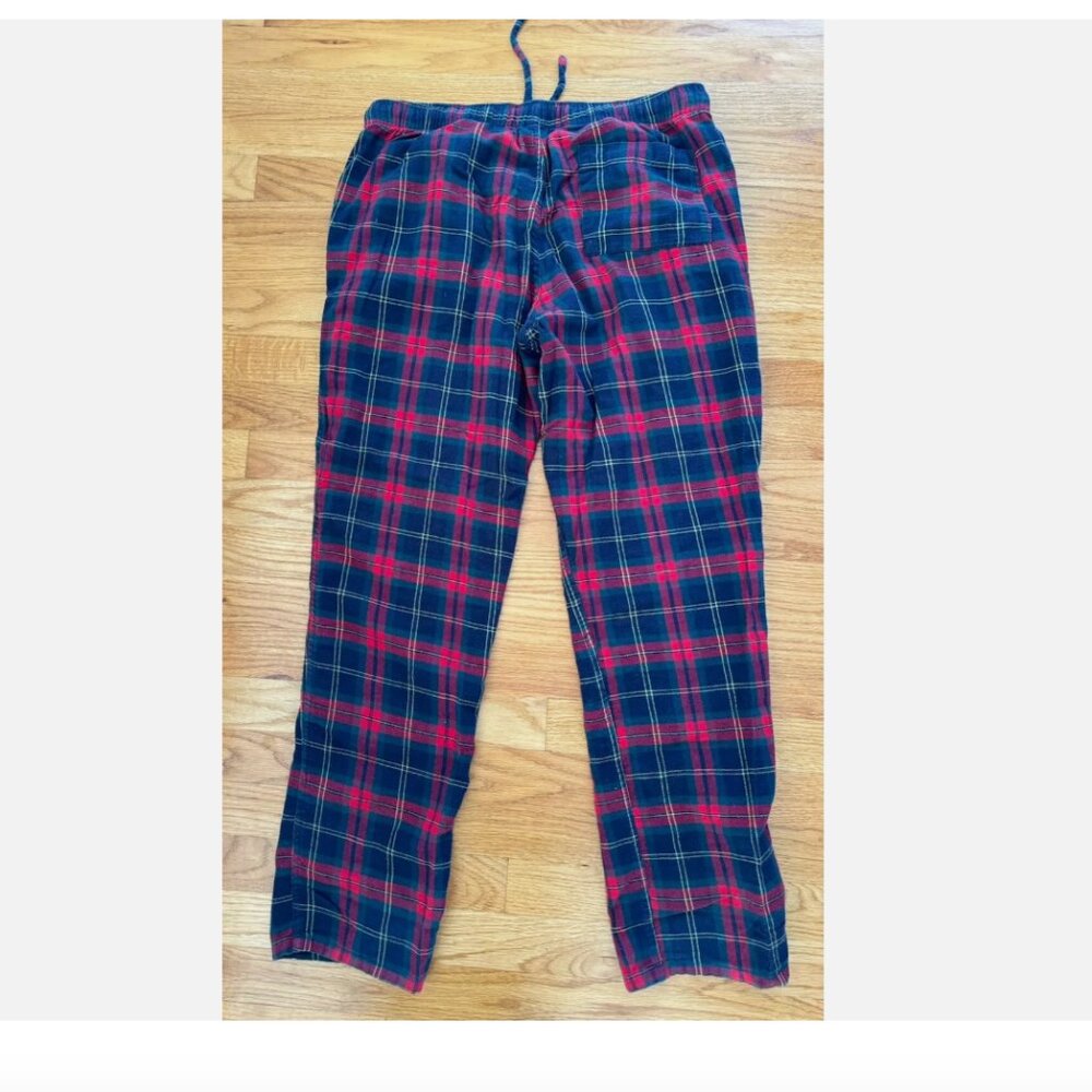 J. Crew Blue Red Plaid Cotton Flannel Drawstring Waist Lounge Medium Pants EUC